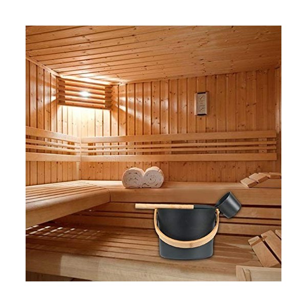 GIMOCOOL 7L Ensemble de seaux de Sauna Aluminium Luxe Finlande, Ensemble de cuillères à Long Manche, Accessoires de Sauna pou