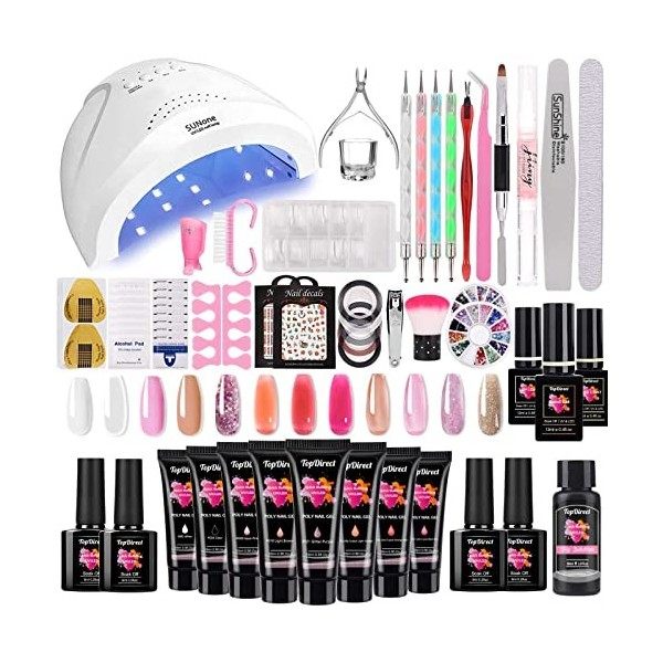 48W Lampe à UV LED Kit Ongle Gel avec 6 Couleurs 15ml Gel dExtensions dOngles Kit + 4 Couleurs Vernis à Ongles semi-permane