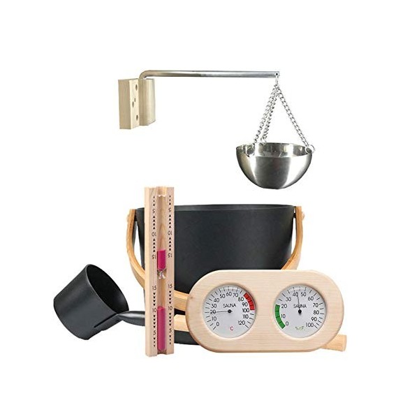 sauna 7 l - 5 pièces - Ensemble daccessoires pour sauna - Avec 7 l - Avec thermomètre/hygromètre/poêle