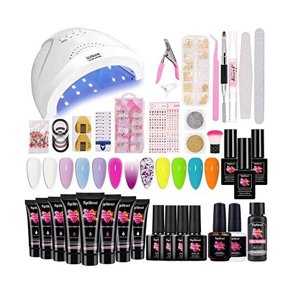 48W Lampe à UV LED Kit Ongle Gel avec 6 Couleurs 15ml Gel dExtensions dOngles Kit + 4 Couleurs Vernis à Ongles semi-permane