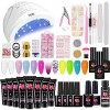 48W Lampe à UV LED Kit Ongle Gel avec 6 Couleurs 15ml Gel dExtensions dOngles Kit + 4 Couleurs Vernis à Ongles semi-permane