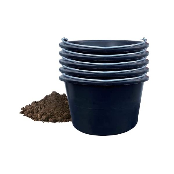 Lot de 5 seaux à mortier grutables de 40 l avec anse extrêmement solide Noir Seaux de chantier Seaux à ciment