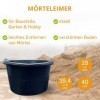 Lot de 5 seaux à mortier grutables de 40 l avec anse extrêmement solide Noir Seaux de chantier Seaux à ciment