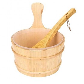 Fablcrew Seau de Sauna en Bois avec Louche,Kit Seau et Louche en Bois pour Sauna