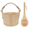 1 Ensemble Sauna Seau avec Louche En Bois Sauna Seau Et Louche Kit Spa Sauna Accessoire pour Sauna Hammam Salle De Bains