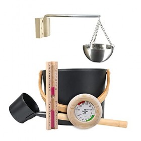 WMLBK Ensemble daccessoires de sauna avec seau de sauna, thermomètre de sauna, sablier pour sauna, salle de bain, sauna