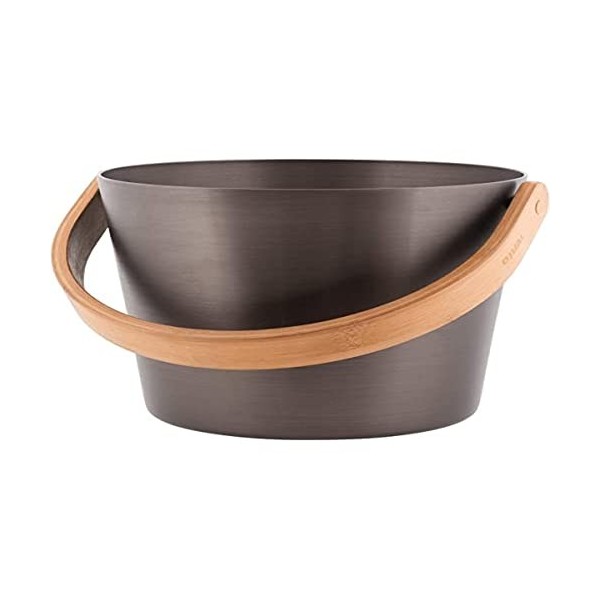 Rento - Seau de sauna poignée - aluminium / bambou écologique-résistante à la chaleur, brun goudron, 5 litre [206745]