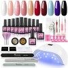 COSCELIA Kit Vernis Semi Permanent 10PC Gels, 36W Lampe U V/LED Vernis Ongle Gel UV Top et Base Coat Gel Kit Semi Permanent C