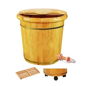 EkHou Baignoire en bois naturel épais pour sauna, massage des pieds, cadeau surprise