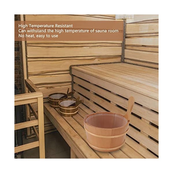 MIGONG Seau de Sauna, Kit de Seau de Sauna en Bois de Cèdre dune Capacité de 4 L avec Doublure en Plastique Anti Fuite, Acce