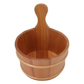 Seau de Sauna, Accessoires de Sauna en Bois de Cèdre avec Poignée et Doublure en Plastique, Fournitures Daccessoires de Bain
