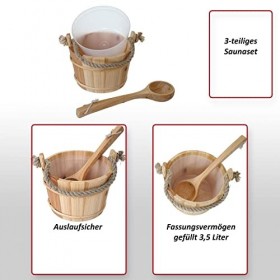 Mendler Seau pour Sauna avec louche HWC-B26, Accessoires pour Sauna, pin 3,5 l