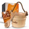 ALPENHAUCH Seau de sauna avec truelle [100 % bois naturel] – Seau de sauna élégant avec corde de transport confortable en cha