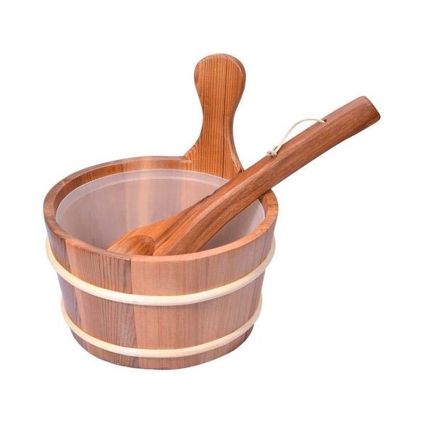 Augustusws Seau de sauna et louche en bois de cèdre, pour jacuzzi - Accessoires de bain en bois naturel fait à la main