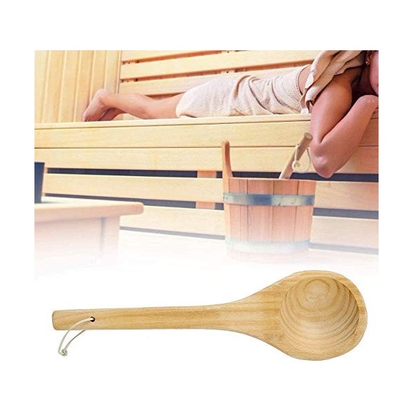 Wifehelper Main louche de Bain en Bois Cuillère de Sauna Cuillère à Eau Polyvalente Cuillère à Louche de Sauna Accessoires po