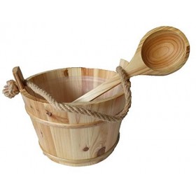 Bellasan Seau de sauna avec louche en bois.