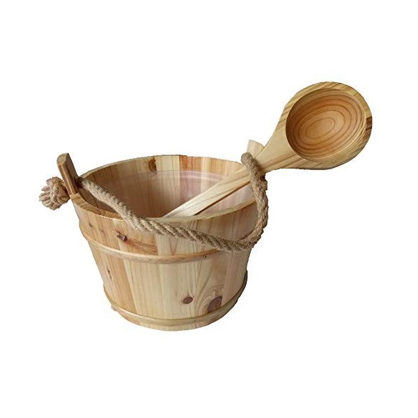 Bellasan Seau de sauna avec louche en bois.