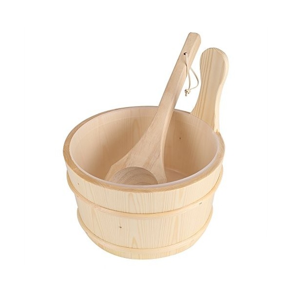 Oumij Seaux en Bois, Seau en Bois Naturel pour la Salle de Bain, Accessoires pour Le Bain de Sauna