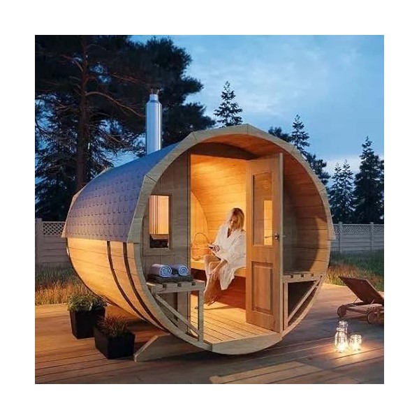 FinnTherm Sauna tonneau Sam non traité/naturel avec four électrique 6 kW 