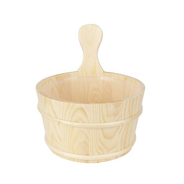 BLLBOO Seau à Eau en Bois - Seau de Baril de Sauna Naturel de Salle de Bain avec Doublure intérieure fournit des Accessoires 