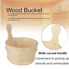 Accessoires de Sauna, Seau en Bois Naturel de Salle de Bains + Ensemble de louche pour Sauna Spa Accessoires de Bain Seau de 