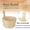 Accessoires de Sauna, Seau en Bois Naturel de Salle de Bains + Ensemble de louche pour Sauna Spa Accessoires de Bain Seau de 