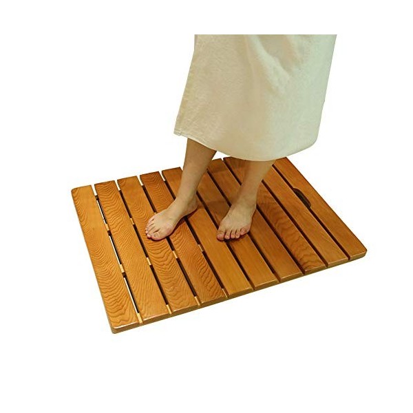 JIAJUAN Naturel Caillebotis Bois Douche Une Baignoire Sol Tapis Antidérapant Imperméable pour Intérieur Extérieur Salle de Ba