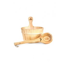 BERGBAD Seau de sauna avec louche de 2,5 l | Seau de sauna en bois naturel | Accessoires de sauna de qualité supérieure avec 