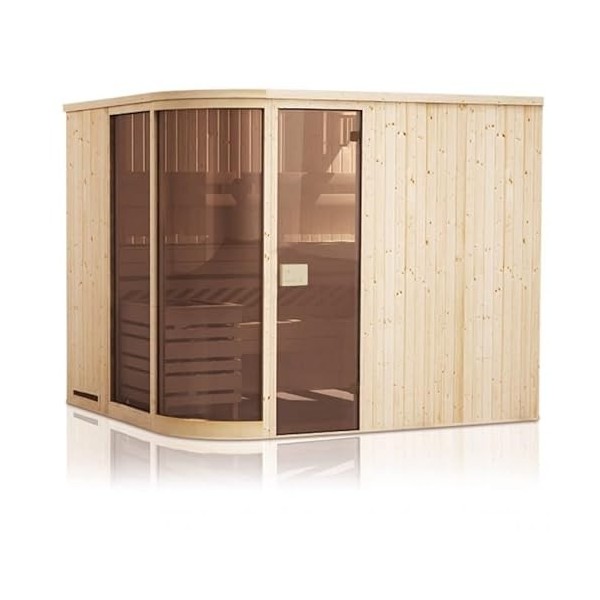 Cabine de Sauna Arrondie 244x194x199 avec poêle à Commande déportée