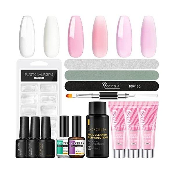 COSCELIA 3 Couleurs kit ongle gel uv et 8 Couleurs Lampe à UV LED Kit Ongle Gel UV Couleur Gel Pour Ongle De 4 Couleurs avec 