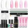 COSCELIA 3 Couleurs kit ongle gel uv et 8 Couleurs Lampe à UV LED Kit Ongle Gel UV Couleur Gel Pour Ongle De 4 Couleurs avec 