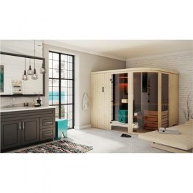 Cabine de Sauna Arrondie 194x194x199 avec poêle à Commande déportée