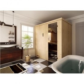 Cabine de Sauna 144x144x199 avec poêle à Commande déportée