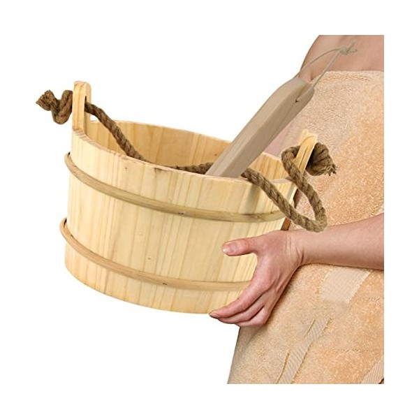 Leling 5 seaux sauna avec cuillère – Seau sauna en bois et cuillère | Accessoire essentiel pour spa pour salle sauna, tonneau