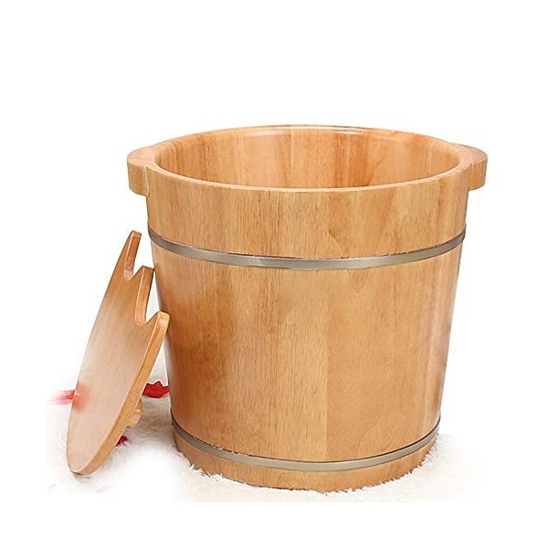 Baril De Bain De Pieds Bois Lave-Pieds Barrel Bain De Pieds Barrel avec Couvercle en Chêne Santé Barrel Bain De Pieds Barrel 