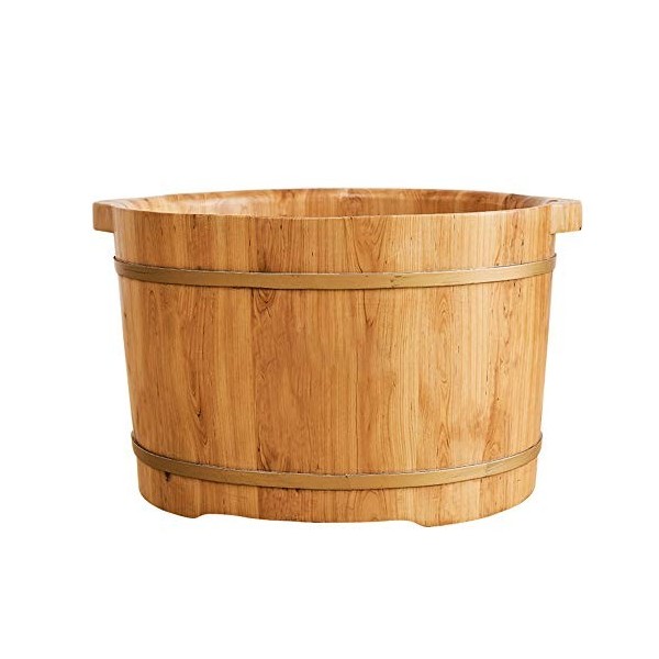 Baril De Bain De Pieds Baril En Bois Footbath Baignoire Épaissie Évasé Traitement Double Barrel Ménage Pied De Cèdre Pédiluve