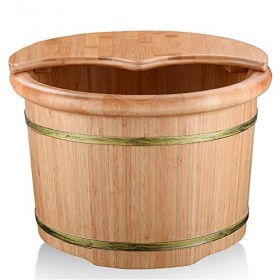 Baril De Bain De Pieds Adulte Seau avec Couvercle Bain De Pieds De Bambou Seau Isolation Thermostatique Bain De Pieds Fumigat