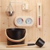 Seau de Sauna avec cuillère, Ensemble daccessoires de Sauna avec cuillère, sablier, thermomètre, hygromètre, Ensemble de Tas