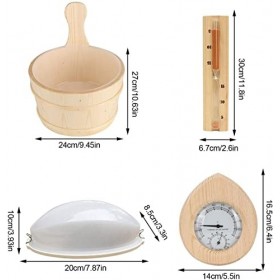 Samnuerly Seau de Sauna en Bois - Seau de Sauna avec louche | Accessoires de Sauna Seau de Sauna avec louche de Sauna Sablier