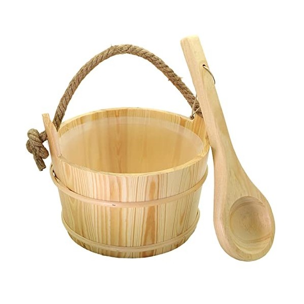 Yeeda Seau et cuillère de sauna en bois 5 pièces | Ensemble de sauna en bois | Kit de démarrage pour sauna et spa, accessoire