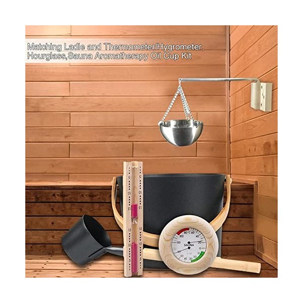 Ensemble de Seau de Sauna 7 L Seau de Sauna avec louche Accessoires de Spa avec cuillère à Long Manche Aromathérapie Tasse à 