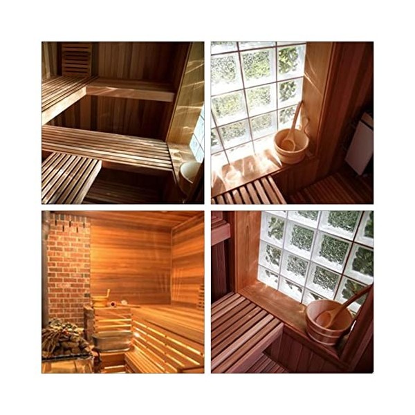 Seau De Sauna en Bois, Seau De Sauna Et Louche, Accessoires De Sauna Et Spa Faits À La Main, avec Bol De Parfum Et Hygromètre