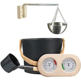 Samnuerly Ensemble daccessoires pour Seau de Sauna Seatechlogy | Seau de Sauna avec louche| Ensemble de Sauna 4 pièces avec 