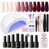 Kit Ongle Manucure Gel U V Complet - Nicole Diary 48W Lampe U V Ongles Gel Kit Vernis Semi Permanent avec 6 Couleur Nude Roug