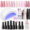 Kit Ongle Manucure Gel U V Complet - Nicole Diary 48W Lampe U V Ongles Gel Kit Vernis Semi Permanent avec 6 Couleur Nude Roug