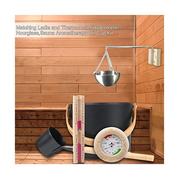 Ensemble de Seau de Sauna 7 L Seau de Sauna avec louche Accessoires de Spa avec cuillère à Long Manche Aromathérapie Tasse à 