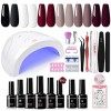 Kit Ongle Manucure Gel U V Complet - Nicole Diary 48W Lampe U V Ongles Gel Kit Vernis Semi Permanent avec 6 Couleur Nude Roug