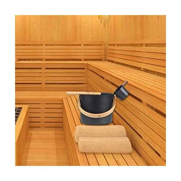 Seau de Sauna Ensemble de Louche de Sauna Seau de Sauna 7 L Seau de Sauna en Aluminium Seau à Infusion avec Cuillère à Long M