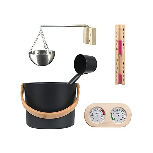 Seau de Sauna avec cuillère, Ensemble de Seau de Sauna avec cuillère, Ensemble daccessoires de Sauna avec cuillère/sablier/t