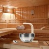 Samnuerly Seau de Sauna en Acier Inoxydable 4L avec louche, Seau de Sauna en Acier Inoxydable avec Manche en Bois dépicéa, A